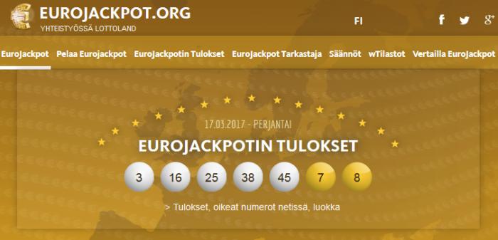 Eurojackpot tulokset